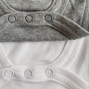 Mr Bear Organic Cotton Babygrow - Grey cotton, long sleeved