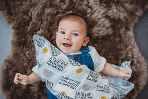 'You Are My Sunshine" Baby muslin - 100% bamboo, super soft, 60 x 60cm square