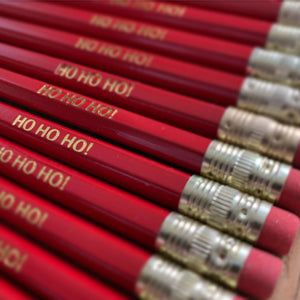 HO HO HO! Pencil ~ festive red with gold foil