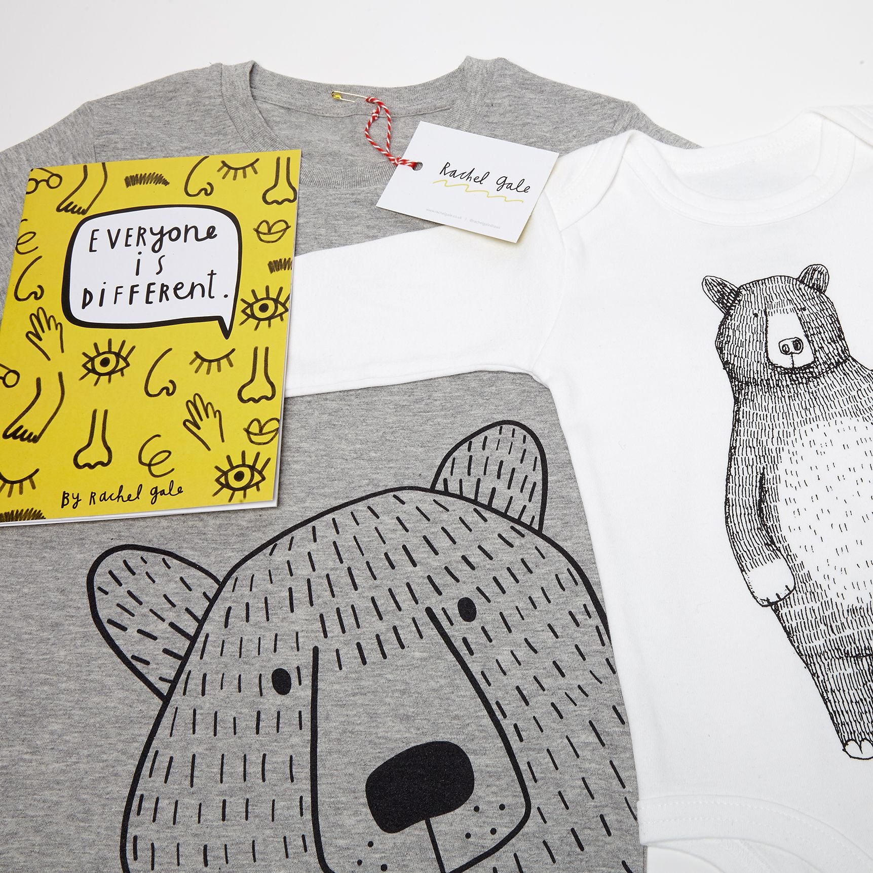 Mr Bear Kids Tee - Grey Organic cotton, super soft, age 3-8 years