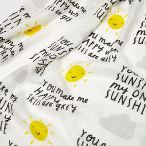 'You Are My Sunshine" Baby muslin - 100% bamboo, super soft, 60 x 60cm square