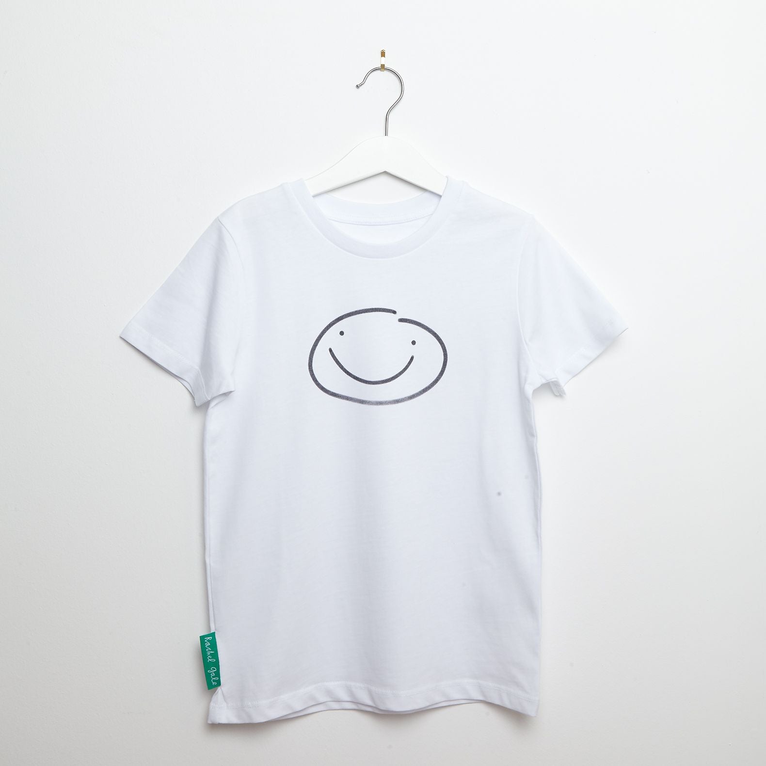Smiley Tee - Organic white cotton, 3-8 yrs