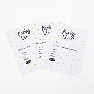 Party Invitations - Choose from 3 designs - Pack of 10 with envelopes - 100% planet-friendly materials!