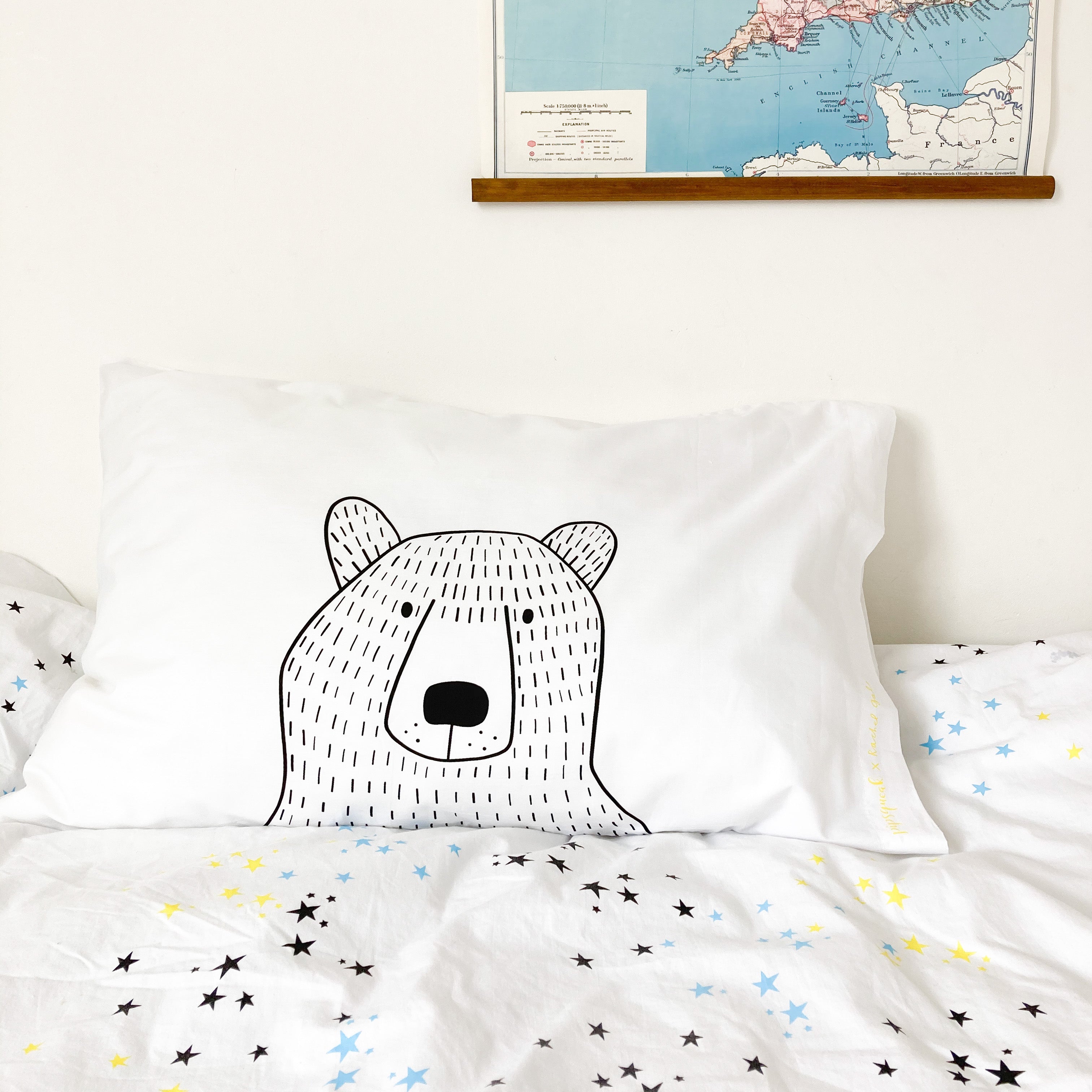 Mr Bear Pillowcase - made in collaboration with Pipsqueak X Rachel Gale