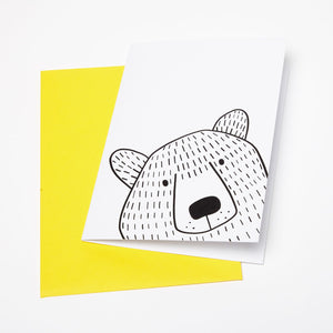 Mr Bear Peek-a-boo Art Print - Unframed, size A4, planet-friendly materials