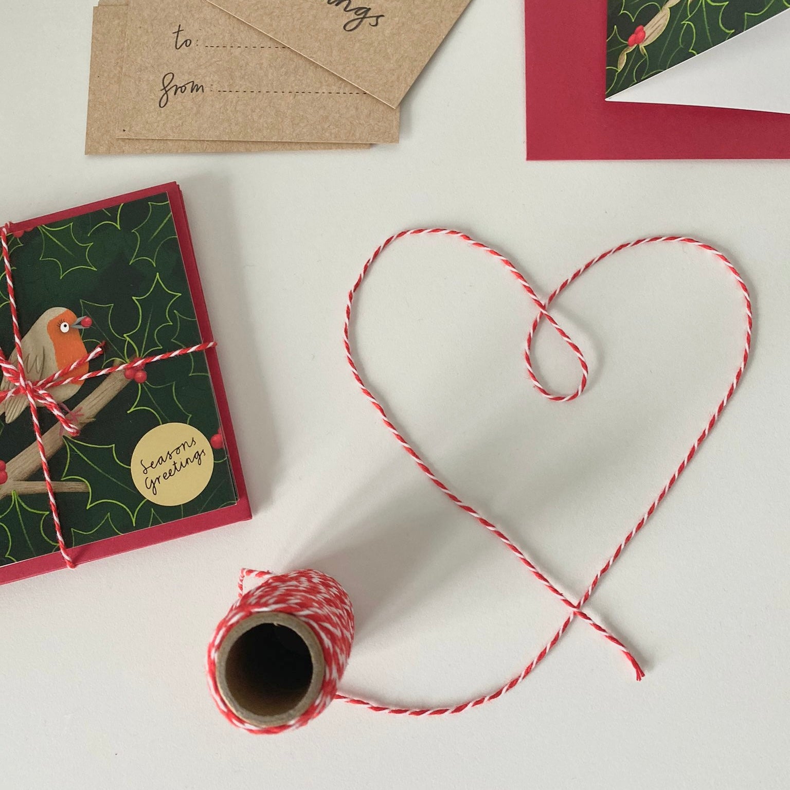 Rebecca Robin Christmas Card - Gold foil Season’s Greetings - 10x10cm card, planet-friendly!