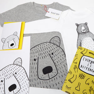 Mr Bear Peek-a-boo Art Print - Unframed, size A4, planet-friendly materials