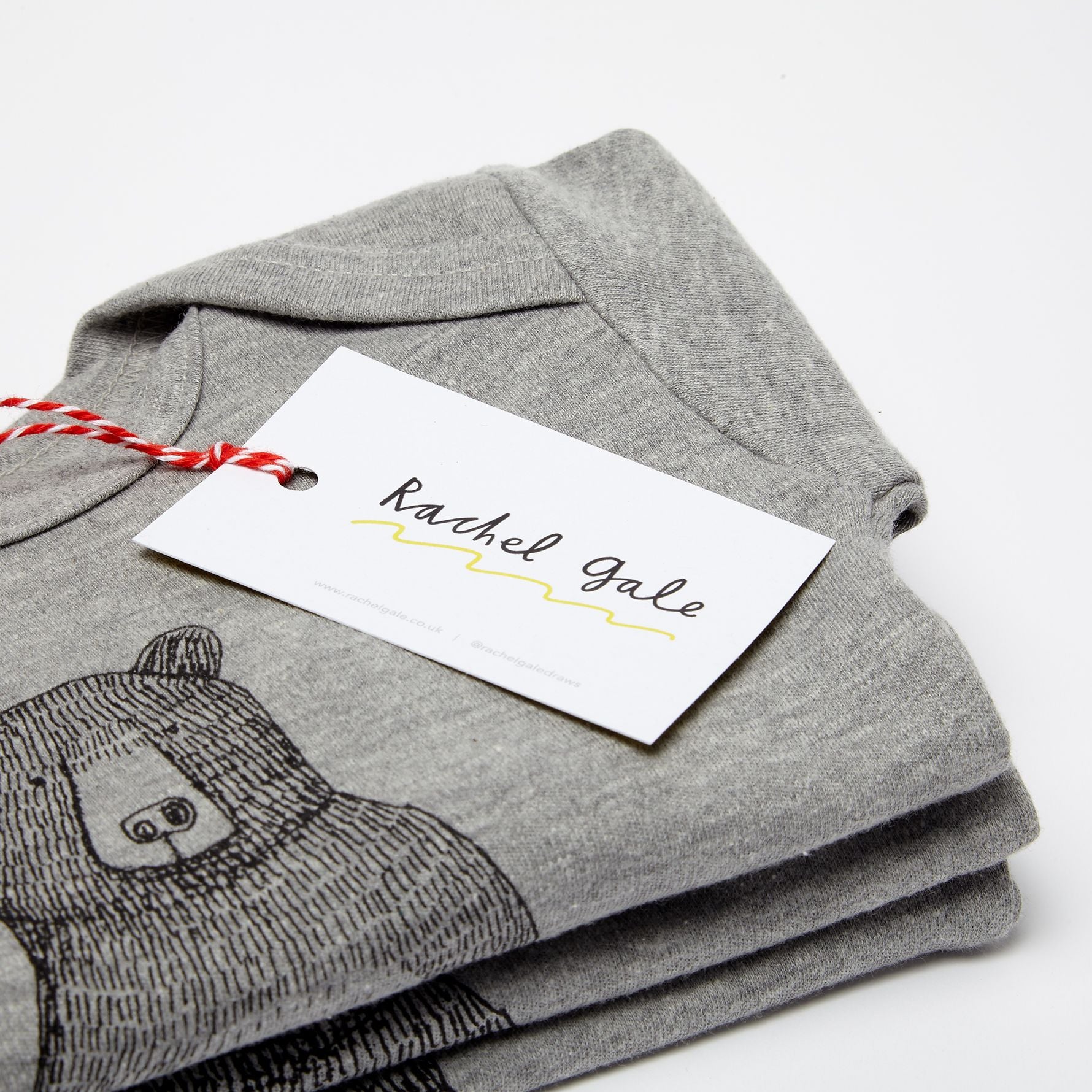 Mr Bear Organic Cotton Babygrow - Grey cotton, long sleeved