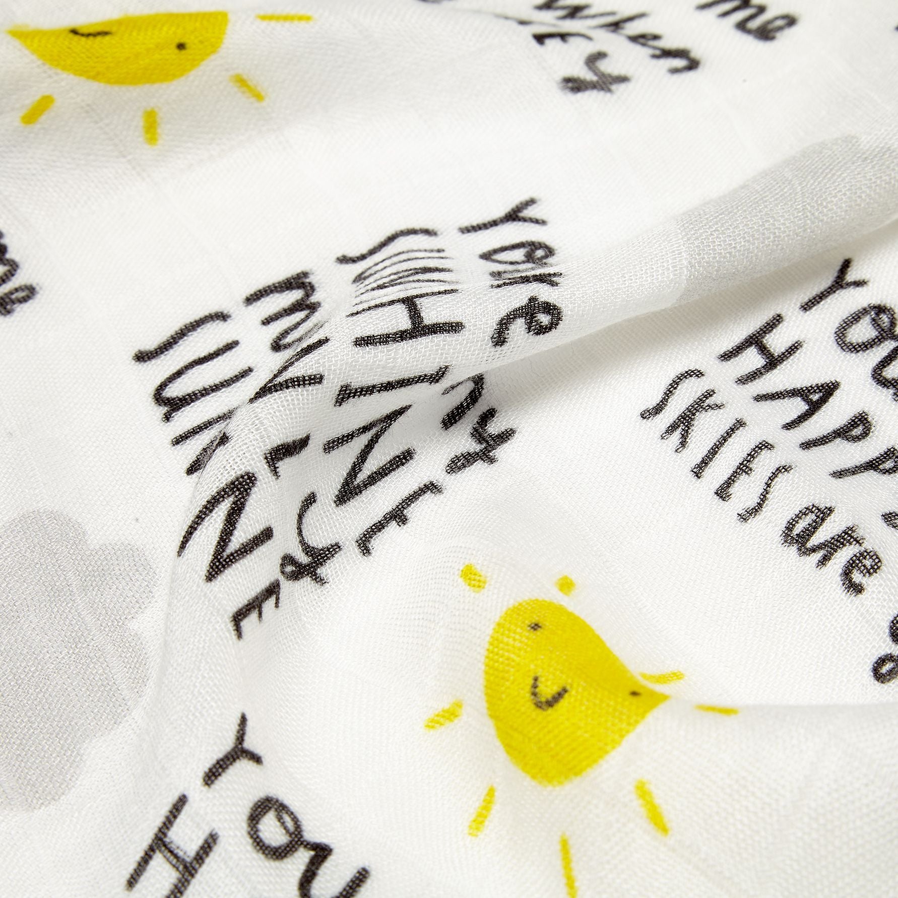 'You Are My Sunshine" Baby muslin - 100% bamboo, super soft, 60 x 60cm square