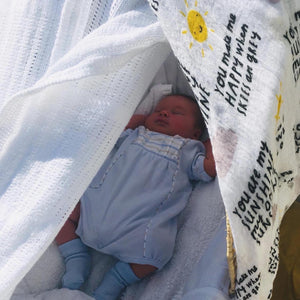 'You Are My Sunshine" Baby muslin - 100% bamboo, super soft, 60 x 60cm square