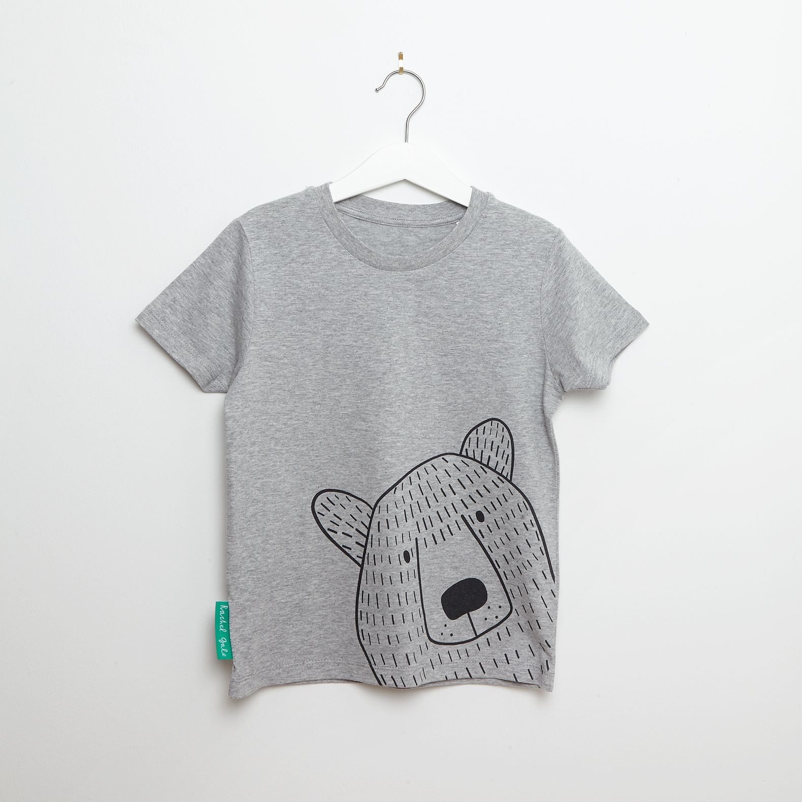 Mr Bear Kids Tee - Grey Organic cotton, super soft, age 3-8 years