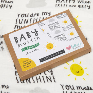 'You Are My Sunshine" Baby muslin - 100% bamboo, super soft, 60 x 60cm square