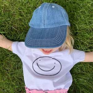 Smiley Tee - Organic white cotton, 3-8 yrs