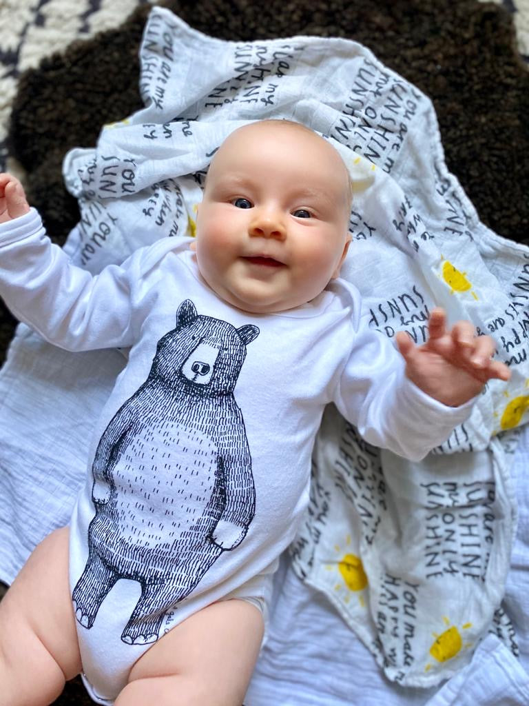 'You Are My Sunshine" Baby muslin - 100% bamboo, super soft, 60 x 60cm square