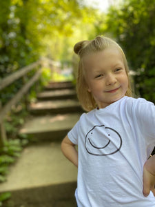 Smiley Tee - Organic white cotton, 3-8 yrs