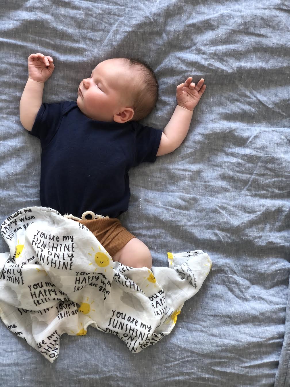 'You Are My Sunshine" Baby muslin - 100% bamboo, super soft, 60 x 60cm square