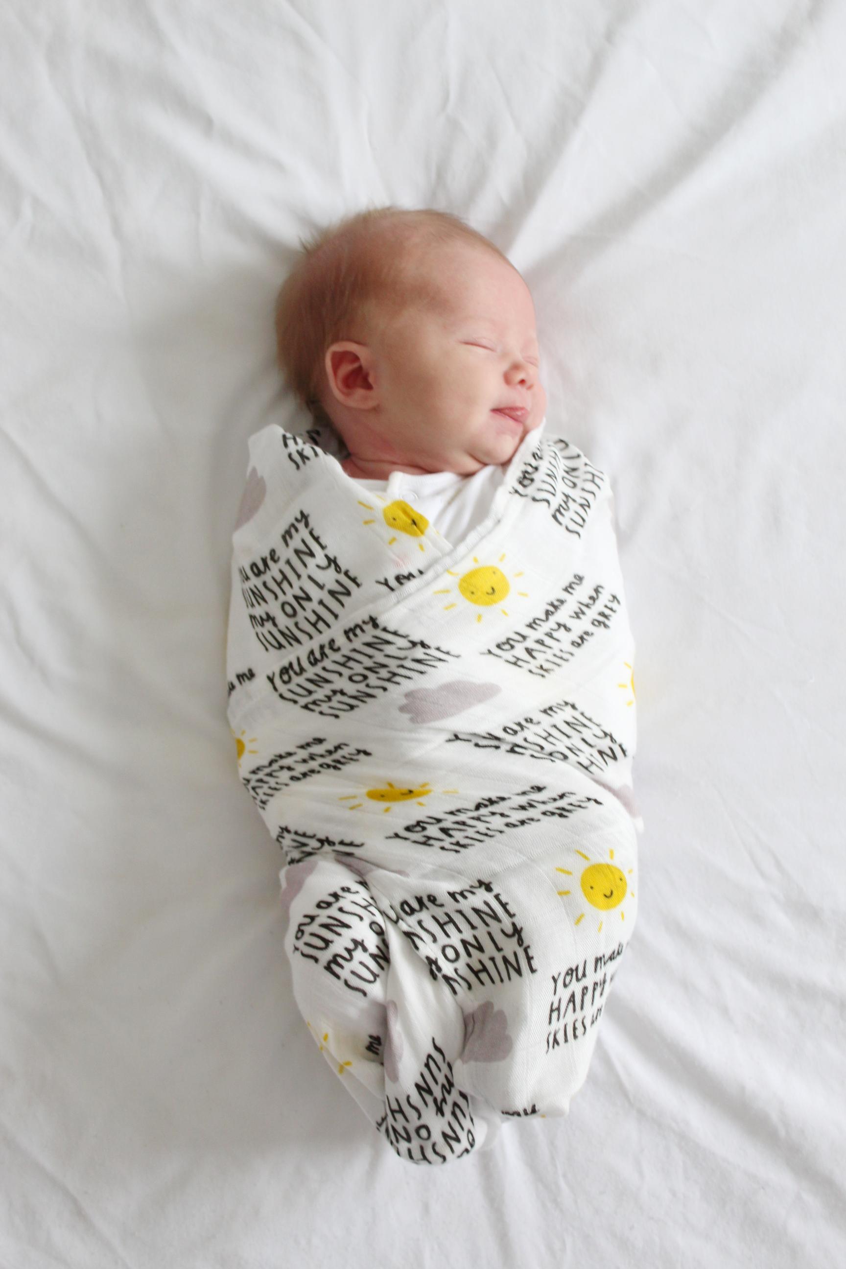'You Are My Sunshine" Baby muslin - 100% bamboo, super soft, 60 x 60cm square